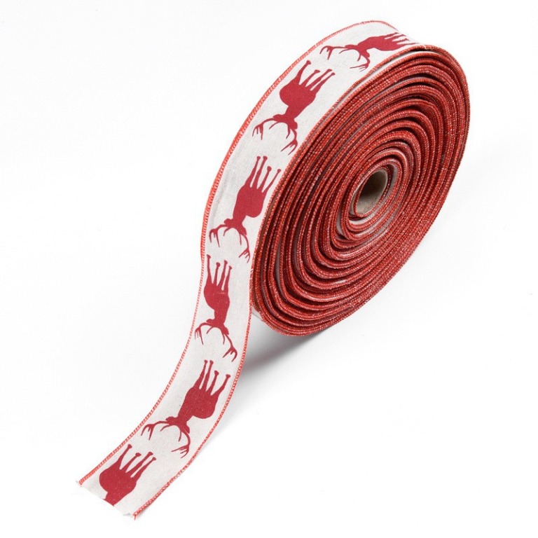 6.3cm紅色聖誕鹿織帶(2米) 批發